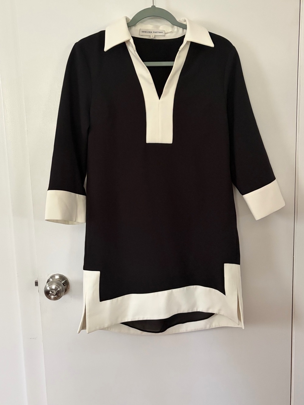 English Factory Black and White Collared Mini Dress
